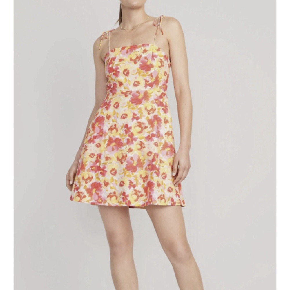 Old Navy Womens Fit and Flare Tie Shoulder Mini Cami Dress Sz XL linen blend NWT